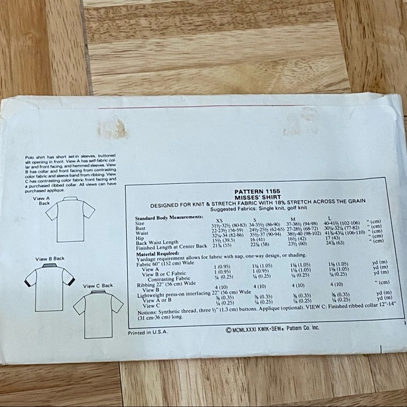 Vintage Sewing Patterns Stretch & Sew #2035 Caftan Kwik Sew #1155 Misses Shirt - Picture 5 of 5